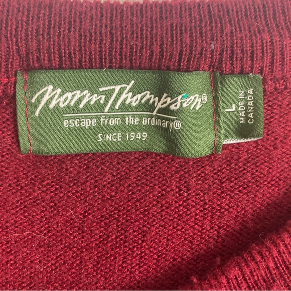 Vtg Norm Thompson Sweater Knit Grandpa Mens L Maroon Red Wool Blend  Y2K Retro - Picture 16 of 16